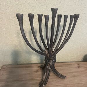 Handcrafted menora. Contemporary.  Perfect for mantle. Hanukkah.